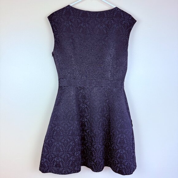 ZARA Women’s Fit & Flare Jacquard Dress V-Neck, Cap Sleeves, Pockets, Lined M - Picture 2 of 11